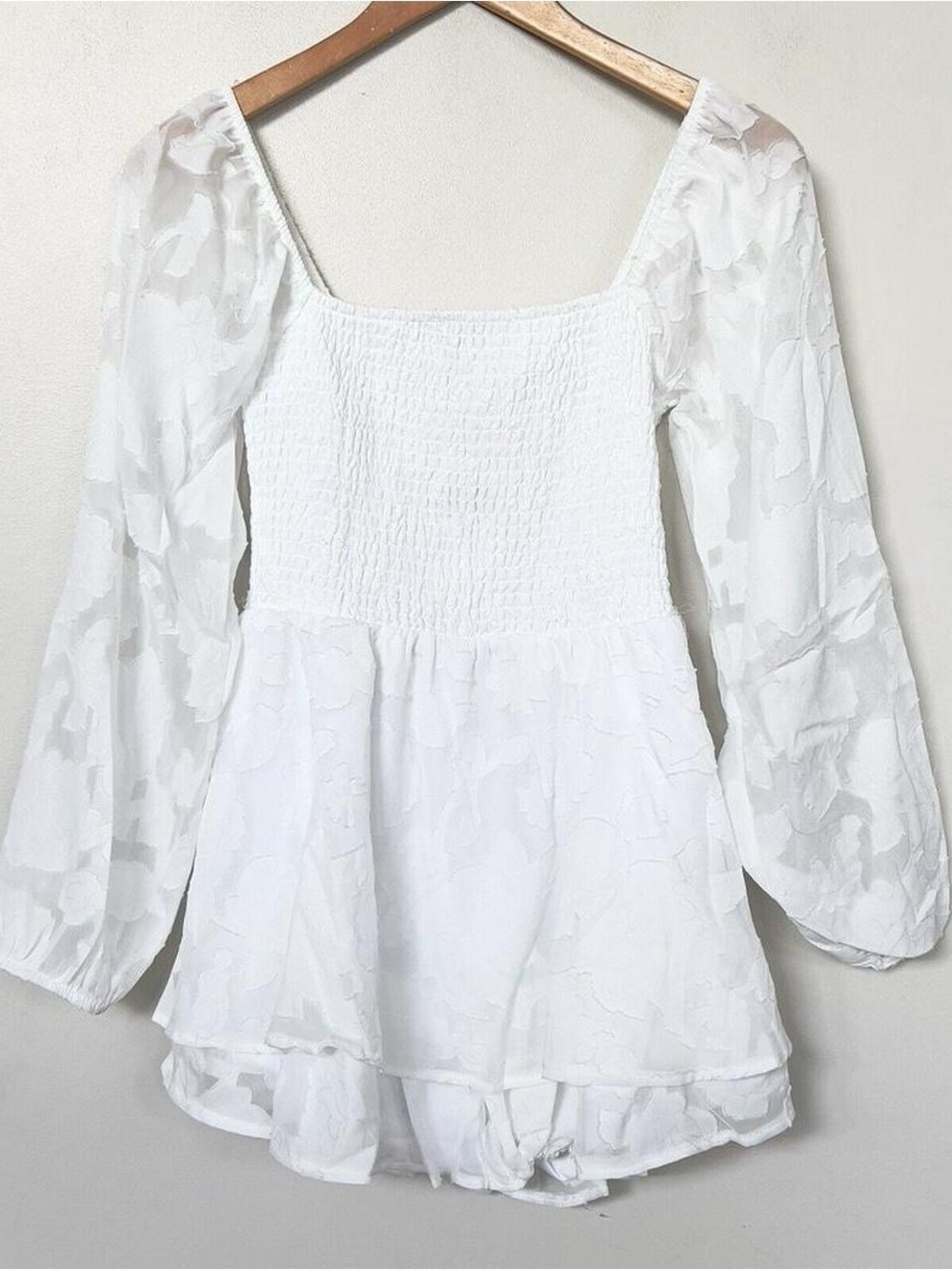 Rue21 White Smocked Square-Neck Peasant Mini Dress